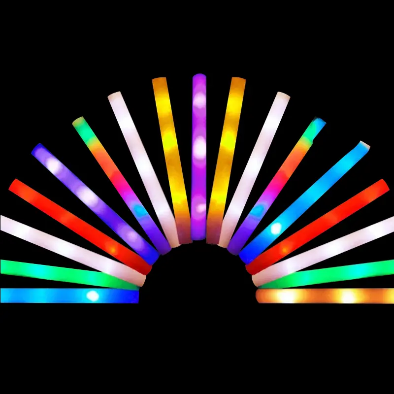 Custom 3 Modes 18Inch RGB Colorful Glow Sticks Light Up Party Led Foam Stick For Concert Favor Lighting