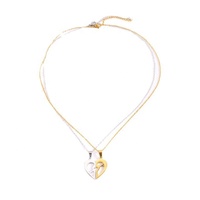 Nouveauté - Bijoux de mode - Collier en acier inoxydable plaqué or - Flèche de Cupidon - Forme de cœur - Pour couple