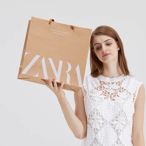 Nâu kraft mua sắm Tote Túi giấy với logo của riêng bạn bông xử lý Takeaway Túi Quà Tặng bao bì cổ điển hàng ngày túi giấy - Product Image 3