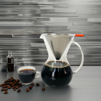 Filtre à café en acier inoxydable réutilisable, filtre à café manuel en maille avec support