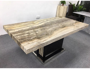 Bàn ăn đá cẩm thạch hình chữ nhật cao cấp hiện đại kiểu Ý, mặt bàn đá tự nhiên, bộ bàn ăn 8 chỗ ngồi, nội thất phòng ăn - Product Image 2