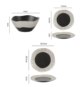 Juego de Vajilla de 3 Piezas Estilo Americano KSA, Ecológico, con Acabado de Sésamo, Platos y Tazones de Porcelana Fina, Apto para Lavavajillas - Product Image 2