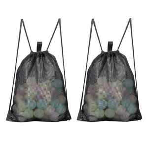 ถุงตาข่ายสีดำแบบพกพาสำหรับใส่ของเล่นชายหาด ของใช้ในยิม หรือเสื้อผ้า  แข็งแรงทนทาน พร้อมเชือกผูก สำหรับผู้ชายและผู้หญิง - Product Image 1