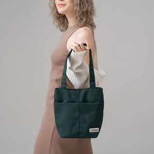 Borsa Tote in tela per lo Shopping a tracolla con Mini borse a tracolla in tinta unita da donna con Logo stampato personalizzato - Product Image 2