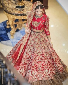 ล่าสุด-สวย-หนัก-เจ้าสาว-Koti-Lehenga-ชุดที่มีการตกแต่งที่หรูหราในงานหินลูกปัดแก้วคริสตัลสำหรับงานแต่งงาน = 2021 - Product Image 1