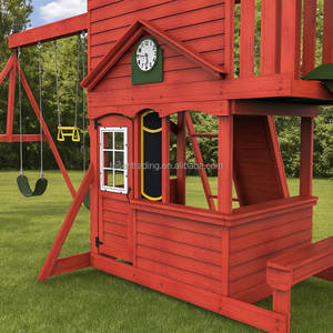 Juego de juegos duradero con tobogán y banco para niños, bebés y niños pequeños, juguete de exterior para patio trasero, columpio de madera para exteriores. - Product Image 4