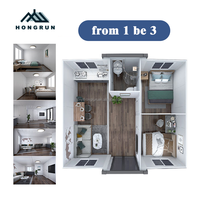 Plan d'étage de maison préfabriquée modulaire de luxe extensible de 20 pieds, application de villa familiale préfabriquée de petite taille avec 2-3 chambres