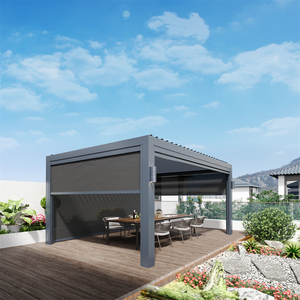 Weleadalu Pergola bioclimatique à toit persienne à ouverture automatisée avec éclairage Gazebo en aluminium pour <span class=keywords><strong>restaurant</strong></span> extérieur - Product Image 3