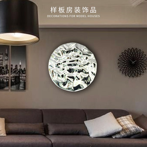 Décoration murale ronde en résine argentée électroplaquée, 500 mm, pour maisons miniatures - Product Image 1