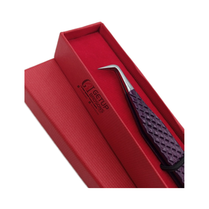 Professionnel meilleur 90 degrés prune poudre revêtement argent pointe diamant poignée en acier inoxydable Extension de cils pince à épiler outil de beauté - Product Image 5