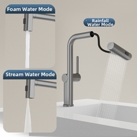 Robinet de cuisine moderne pour hôtel, à poignée unique, avec douchette extractible, modes d'eau multiples, en laiton et céramique, monotrou