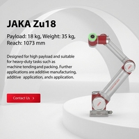 Robot collaboratif JAKA Zu18 à 6 axes, haute capacité de charge, intégration de sécurité sans clôture, en alliage d'aluminium et plastique PC, 100-240V AC pour machine CNC