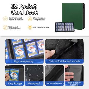 FUXI Custom 12-Pocket PU Leather Graded Slab <b>Toploader</b> Trading Card Binder, Side/Top-Loading Zipper Photo Album - Product Image 6