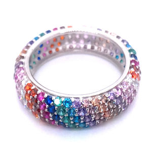 بارعة الإناث جميلة مليئة بالحيوية 14 الألوان حجر الفضة خاتم الزواج - Product Image 4