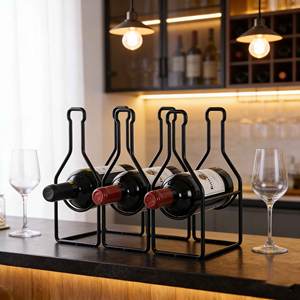 Porte-bouteilles de vin minimaliste moderne, <span class=keywords><strong>support</strong></span> à vin autoportant pour 8 bouteilles, pour comptoir et table - Product Image 3