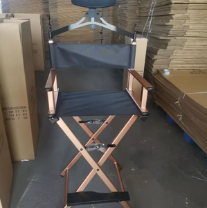Chaise de maquillage pliante en aluminium avec coussin, chaise de directeur à dossier haut, portable, multifonctionnelle, pour salon de coiffure, pour l'extérieur - Product Image 4