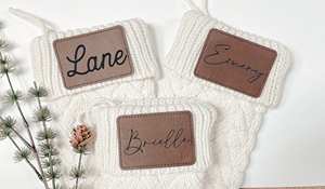 Bas de Noël personnalisés Bas de Noël gravés au laser avec nom en cuir - Product Image 4