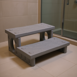 Escalón de Baño Rectangular Reversible, Gris Medio, Plástico, Equipo de Seguridad para Baño, Superficie Texturizada Antideslizante - Product Image 2