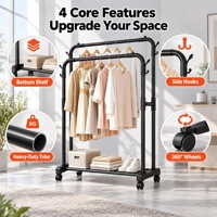 Porte-manteau d'intérieur multifonctionnel mobile personnalisable sur pied pour magasin de vêtements dortoir chambre vêtement