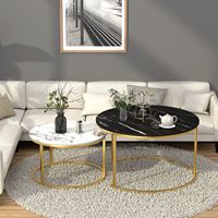 Ensemble de tables basses gigognes scandinaves, plateau en bois durable, plateau en marbre, pieds en métal, design moderne, gain de place, salon, maison