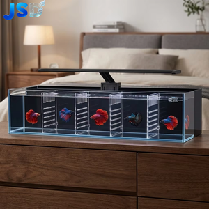 Akuarium Ikan Cupang JSD YEE 5 Kompartemen Kaca Ultra Jernih dengan Lampu LED WRGB, Filter Belakang Senyap, dan Pemanas Akuarium - Product Image 1