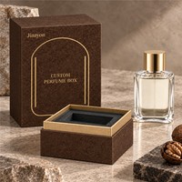 Boîte rigide pour parfum en papier spécial brun foncé moka 10x10x14cm avec insert en mousse surélevé |   Jinayon