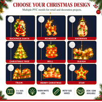 Lumière de fenêtre de Noël à piles avec ventouse et motif Père Noël en PVC