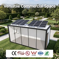 Maison d'hôtes conteneurisée solaire autonome avec portes coulissantes en verre pour démarrage d'entreprise de location de villas de vacances de luxe