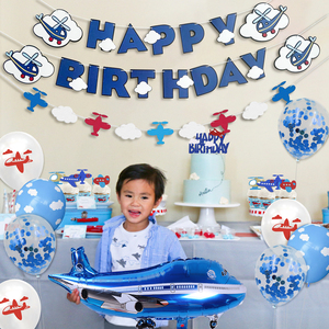 Nicro Original avion thème joyeux <span class=keywords><strong>anniversaire</strong></span> fête fournitures bannière gâteau Topper Latex ballon <span class=keywords><strong>anniversaire</strong></span> <span class=keywords><strong>d</strong></span>écoration ensemble - Product Image 6