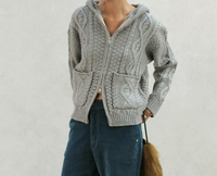 Cardigan à capuche élégant en tricot torsadé pour un pull à capuche décontracté de tous les jours Veste pull à capuche épaisse et chaude parfaite pour le refroidisseur