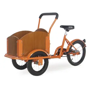 Gaya Belanda Front Loading Anak-anak Murah Sepeda Anak Sepeda Roda Tiga 3 Roda Sepeda untuk Anak-anak dengan Big Front Kayu Kotak Kargo