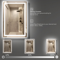 US Local Stock 28W 36H Pouces Trempé Sans Cadre Tactile Réglable Anti-Brouillard Led Lumière Smart Salle De Bains Miroir Avec Lumière Led