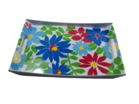 Plateau de service en mélamine, assiette rectangulaire, décoration de maison de noël, personnalisé (bonhomme de neige) avec deux poignées