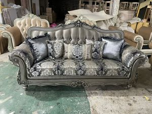 Ensemble de canapés en velours de style royal européen avec table basse et chaises, dossier capitonné, meubles de salon rembourrés - Product Image 6