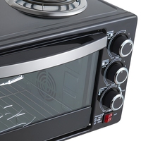 Four électrique de comptoir 30L avec double plaque chauffante, four grille-pain, rôtissoire, four à griller et à cuire, noir