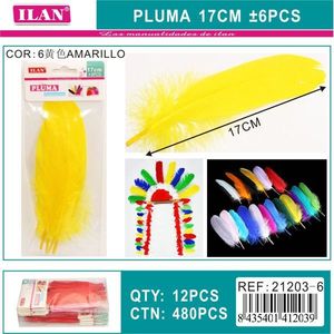 Piuma di gallinaccia ILAN 17 cm gialla per decorazioni e lavoretti artistici - Product Image 3
