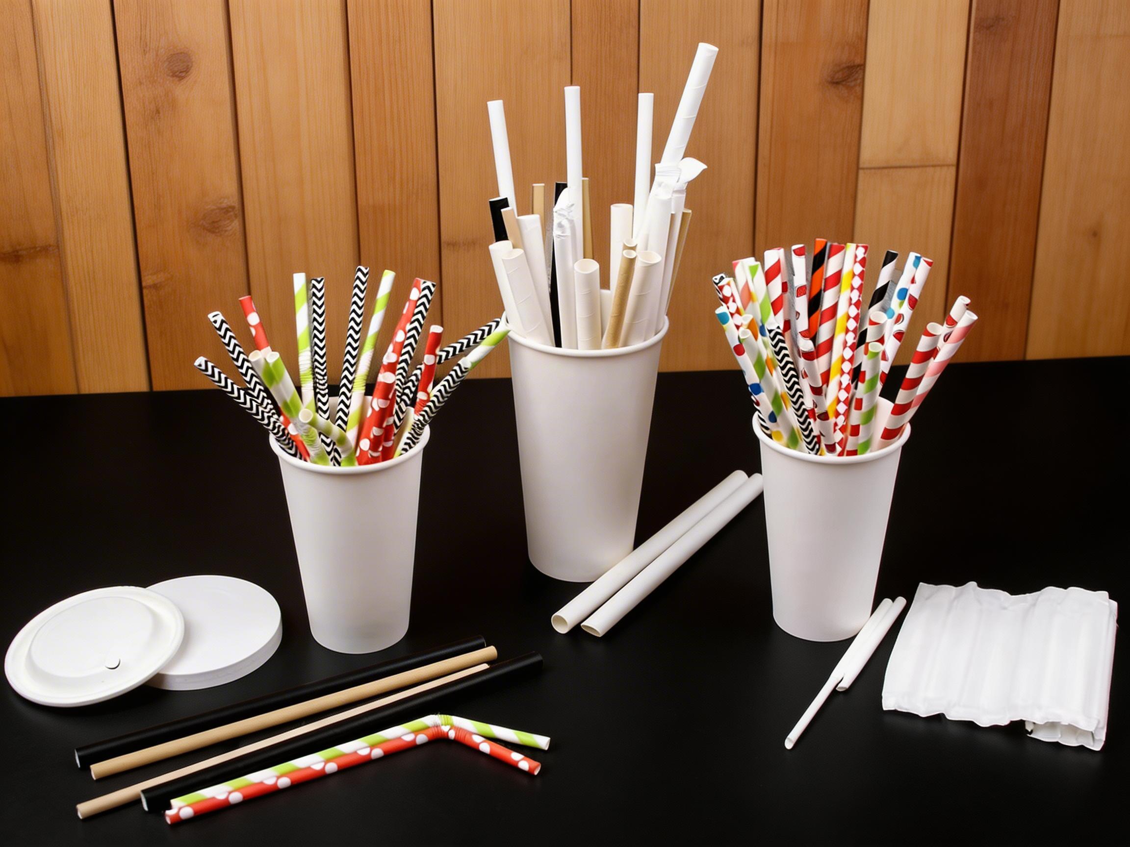 Eco-Friendly Custom Printed Biodegradable Paper Straws 6mm 8mm 10mm 12mm for Bubble Tea & Party Events