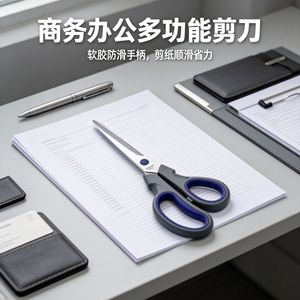 Ciseaux de bureau ODM en acier inoxydable de 9 pouces, lame droite, manche bicolore, multi-usages pour la découpe du papier - Product Image 5