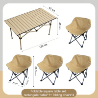 Ensemble table et chaises de camping pour 4 personnes, table et chaises pliantes de camping, chaise de camping portable, table pliante Egg Roll