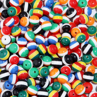 Perles rondes en acrylique KOMI, drapeaux nationaux colorés, perles à trous droits, accessoires de bricolage
