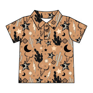 <strong>2026</strong> New Arrival Kids Clothing Popular Style Summer Style Western cowboy Short Sleeve Button up <strong>Boys</strong> Polo t Shirt - Product Image 5