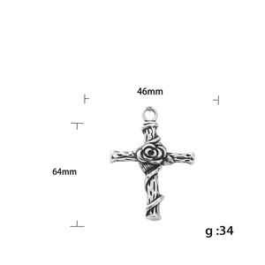 yunnique Stainless Steel <b>Cross</b> Pendant Necklace With Rose Design For Men Fashion Jewelry 190150 - Product Image 5