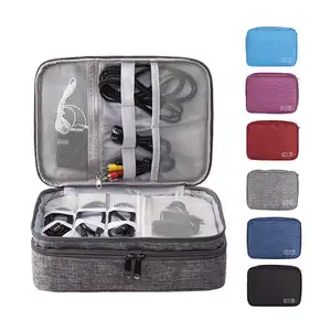 도매 방수 300d 폴리 에스터 주최자 전자 액세서리 스토리지 가방 휴대용 더블 레이어 케이블 스토리지 가방