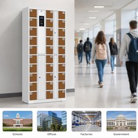 Casier de rangement pour smartphones à 30 compartiments, accès électronique par code PIN et RFID, casiers en acier pour école et bureau