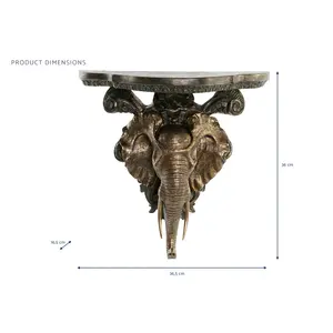 Estante de Resina de 36.5cm de Alto x 16.5cm de Ancho x 36cm de Profundidad con Diseño de Elefante Dorado - Product Image 2