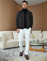 Blouson Bomber Homme en Faux Daim Léger Décontracté Zippé Couleur Unie Imprimé Effet Délavé Élégant Vente en Gros OEM en Vrac