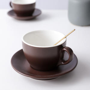 Macaron Bocca Larga Cappuccino Tazza di <span class=keywords><strong>Caffè</strong></span> con Piattino Europeo di Spessore Colorati Glassa di Ceramica Set Tazza di <span class=keywords><strong>Caffè</strong></span> Espresso - Product Image 4