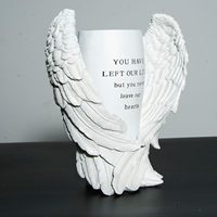Vase à fleurs en résine avec ailes d'ange et trou de drainage, avec piquet – Cadeau commémoratif pour les êtres chers disparus