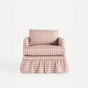 Juego de Sillones de Salón Tapizados en Lino Rosa Suave de Estilo Europeo para Apartamento u Hotel, Sofás en Venta - Product Image 1