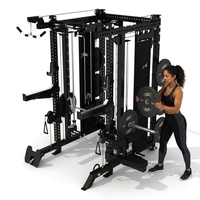 Máquina Smith con pilas de pesas, gimnasio en casa todo en uno, rack de sentadillas, sistemas duales de dominadas, máquina de cable cruzado, acero al carbono
